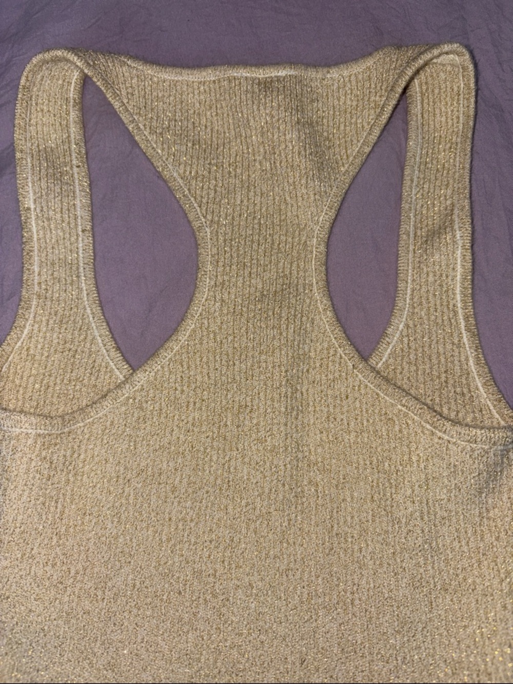 Gold Ribbed Racerback Tank top - Picture 3 of 4